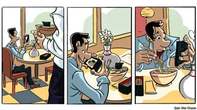 جاپان میں کھانے سے پہلے، کھانا کھاتے ہوئے اور اس کے بعد سیلفی بنانا اور بھیجنا معمول بن گیا ہے