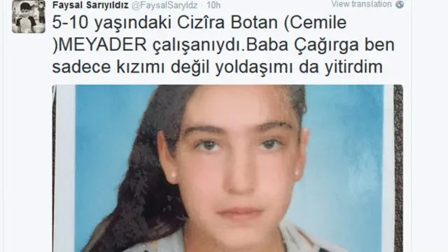 Faysal Sarıyıldız, Cizre'den attığı twitlerden beşincisinde Cemile Çağırga'nın babasının kızıyla ilgili sözlerini aktarıyor
