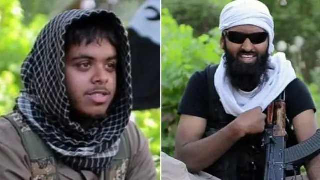 Reyaad Khan (kiri) ialah pemuda berusia 21 tahun kelahiran Cardiff, Wales. Adapun Ruhul Amin (kanan) berasal dari Aberdeen, Skotlandia.