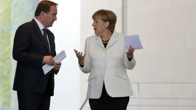 Канцлер Германии Ангела Меркель с премьер-министром Швеции Стефаном Лофвеном