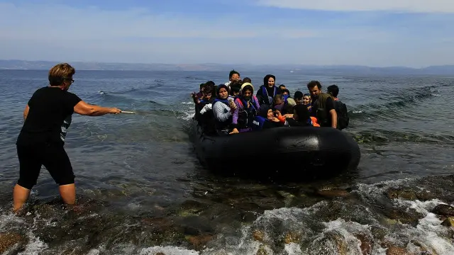 Pengungsi tiba di Pulau Lesbos