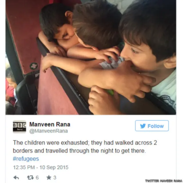 Anak-anak kelelahan, mereka menempuh dua perbatasan dan berjalan sepanjang malam menuju ke sini, kicau Maveen Rana. 