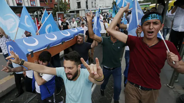 在土耳其的维吾尔人示威声援新疆维族人2015年7月