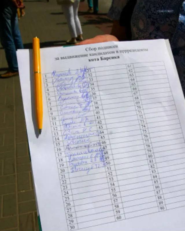 Подписи в поддержку Барсика