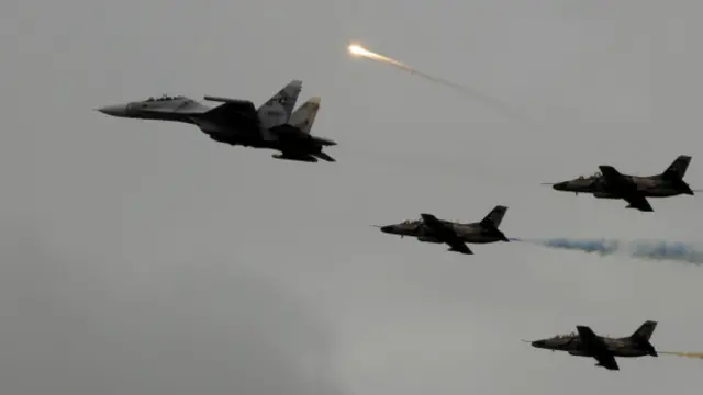 Aviones de la Fuerza Aérea de Venezuela en una demostración del día de la independencia