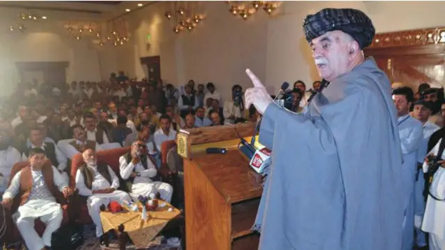 غونډې ته د محمودخان اڅکزي په ګډون یو شمېر مشرانو ویناوې وکړې