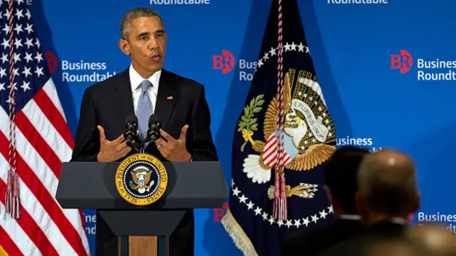  奧巴馬於美國游說團體「商業圓桌」會議上發言