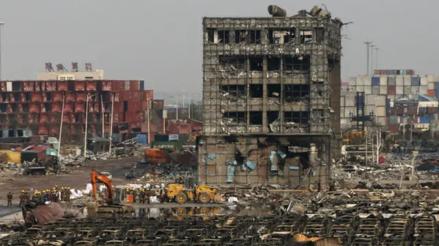 Lokasi bekas ledakan gudang kimia di Tianjin.