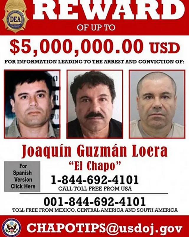 Cartel con foto del Chapo Guzmán