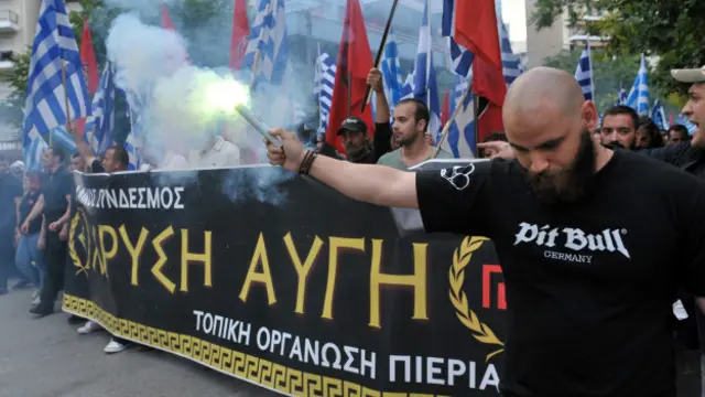 Демонстрация греческих националистов из партии "Золотой рассвет"