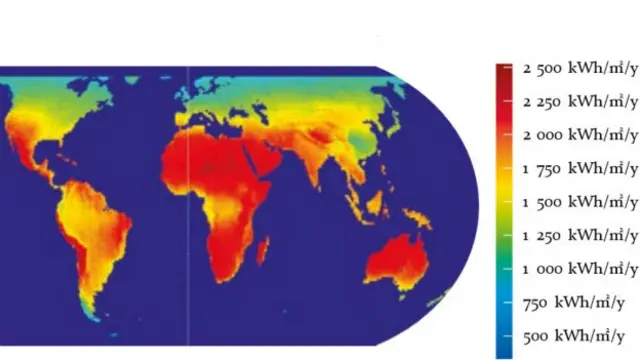 تابش آفتاب در دنیا، بیشترین افزایش نیاز به انرژی در کشورهایی دیده میشود که از آفتاب زیادی بهرهمندند