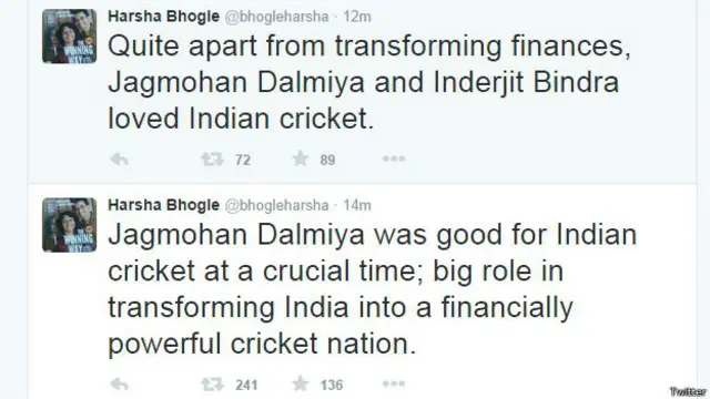 हर्षा भोगले का ट्वीट