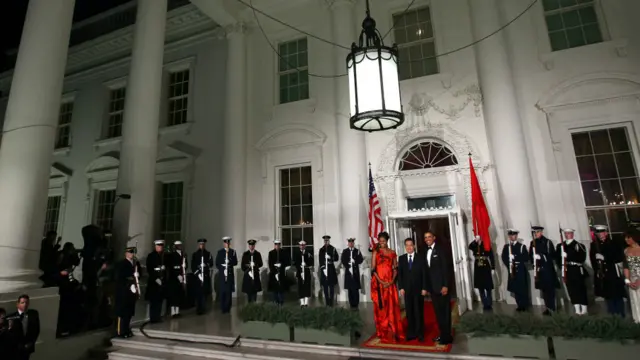 奥巴马夫妇在国宴上招待胡锦涛（2011年）