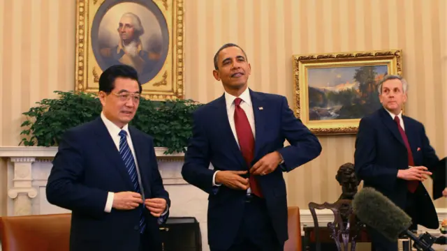 胡锦涛与奥巴马在椭圆形办公室（2011年）