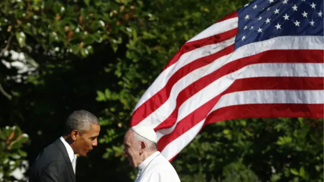 Barack Obama e papa Francisco na Casa Branca (Foto: Tony Gentile/Pool Photo/AP)