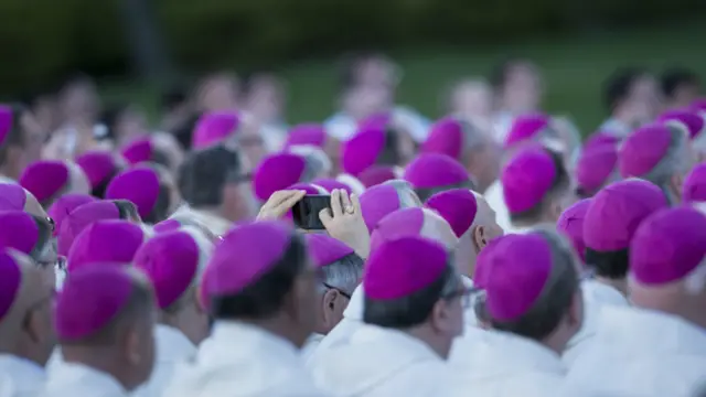 Religiosos em cerimônia com o papa em Washington (Foto: Brendan Smialowski/AFP/Getty Images)