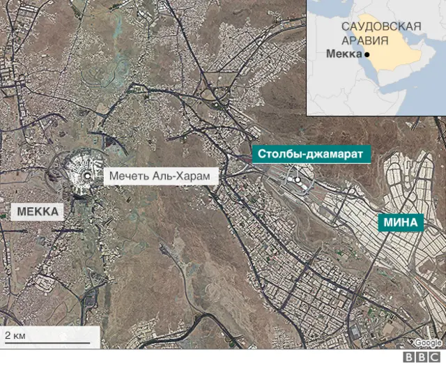 Спутниковая карта Мекки