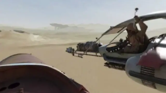 مقطع الفيديو من فيلم "حرب النجوم"، الذي نشر حصريا على موقع فيسبوك، يتيح للمستخدمين النظر في كل الاتجاهات