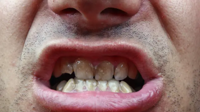 Boca con dientes manchados
