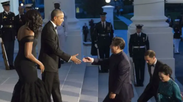 奥巴马夫妇在白宫接待到访的习近平夫妇