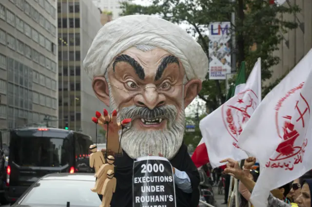 اعتراضات به رئیس جمهور ایران در نیویورک به جمعی از هواداران سازمان مجاهدین خلق محدود بوده است