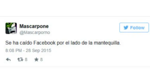 Los usuarios de Facebook se fueron a Twitter a bromear sobre la caída haciendo Trending Topic el hastagh que se refería al asunto.