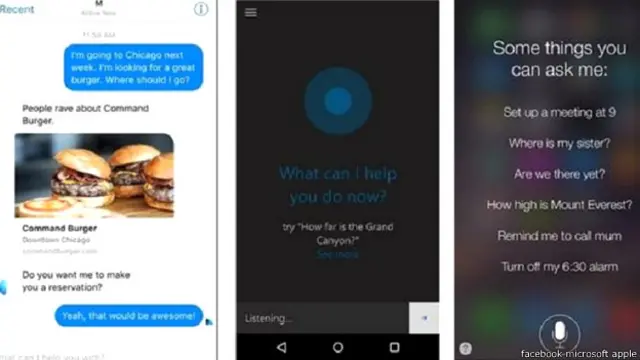فیس بک، مائکرو سافٹ اور ایپل نے اپنے ڈیزائین شدہ „ورچوئل اسسٹنٹس‘ کو شخصیات دی ہے