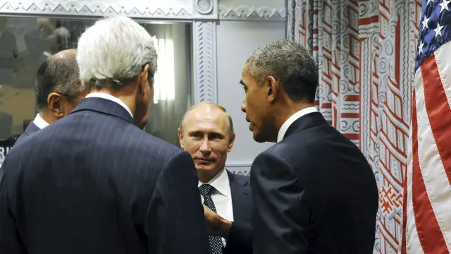Путин с Обамой и Керри