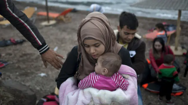 Беженцы из Сирии на греческом острове Лесбос