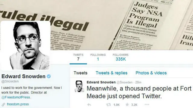 Primer tweet de Edward Snowden