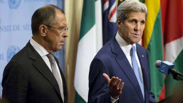 美国国务卿克里和俄罗斯外长拉夫罗夫