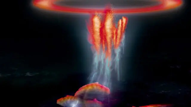 Ilustración de cómo se vería un "duende" sobre un resplandor rojo