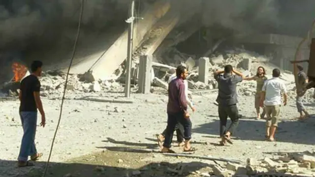 Видеокадры последствий авиаудара