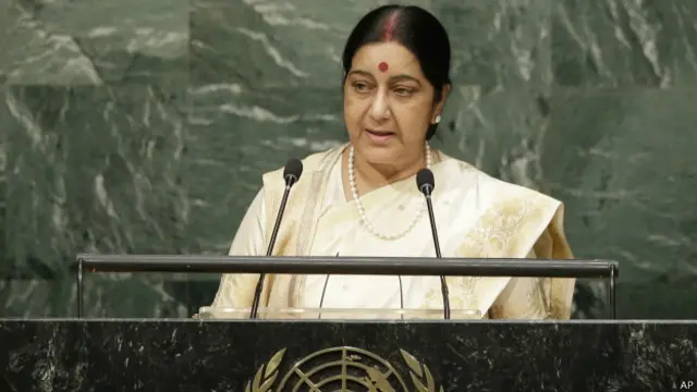 سشما سوراج نے دہشت گردی کی حمایت کرنے والی ریاستوں کے خلاف سخت کارروائی کا مطالبہ کیا