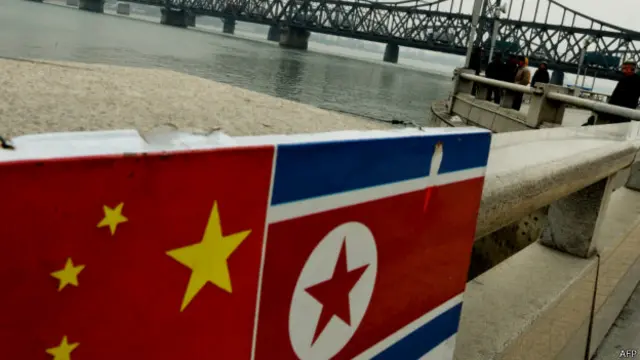 Флаги Китая и КНДР