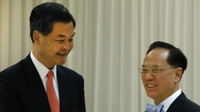 資料圖片:現任特首梁振英和前任特首曾蔭權