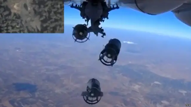 တနင်္လာနေ့ လေကြောင်း တိုက်ခိုက်တဲ့ ပုံတွေကို ရုရှား ကာကွယ်ရေး ဝန်ကြီးဌာနက ထုတ်ပြန်ခဲ့။