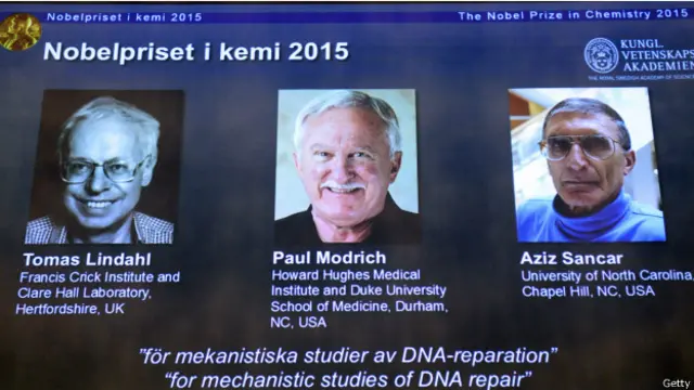 Kimya üzrə Nobel mükafatçıları - Tomas Lindahl, Paul Modrich və Aziz Sancar.