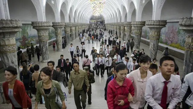 Ảnh chụp ngày 9/10/2015: Ga tàu điện ngầm ở Bình Nhưỡng