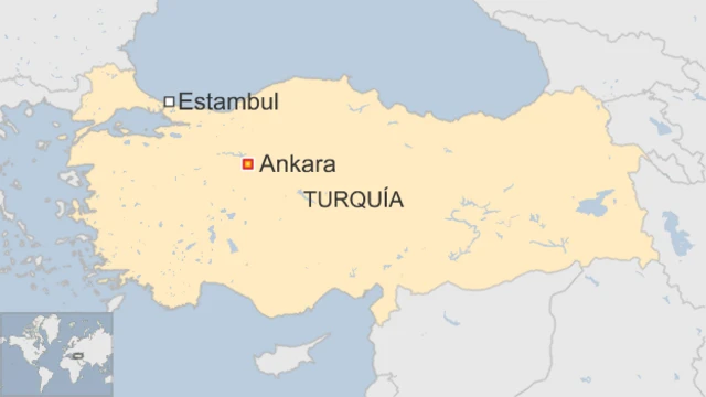 Mapa de Turquía, donde se muestra el lugar de la explosión, en Ankara