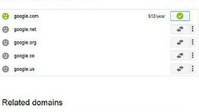 Captura de pantalla que mostraba cómo el dominio de Google estaba a la venta.