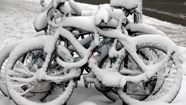 Bicicletas en la nieve