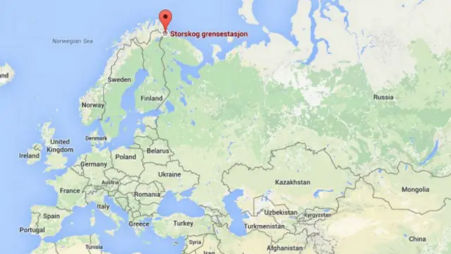Puesto fronterizo de Storskog, en la frontera ruso-noruega
