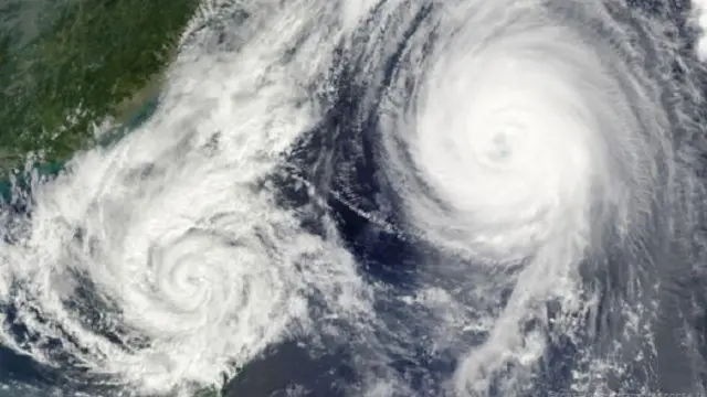 يمكن أن يتشكل إعصاران من نوع التيفون في وقت واحد جنبا إلى جنب