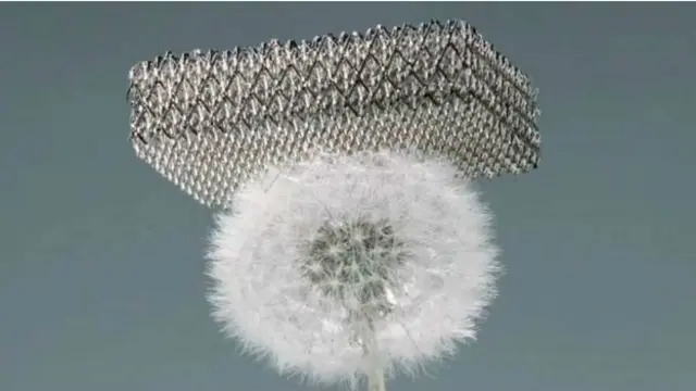 El material es tan ligero que puede posarse encima de una flor de diente de león.