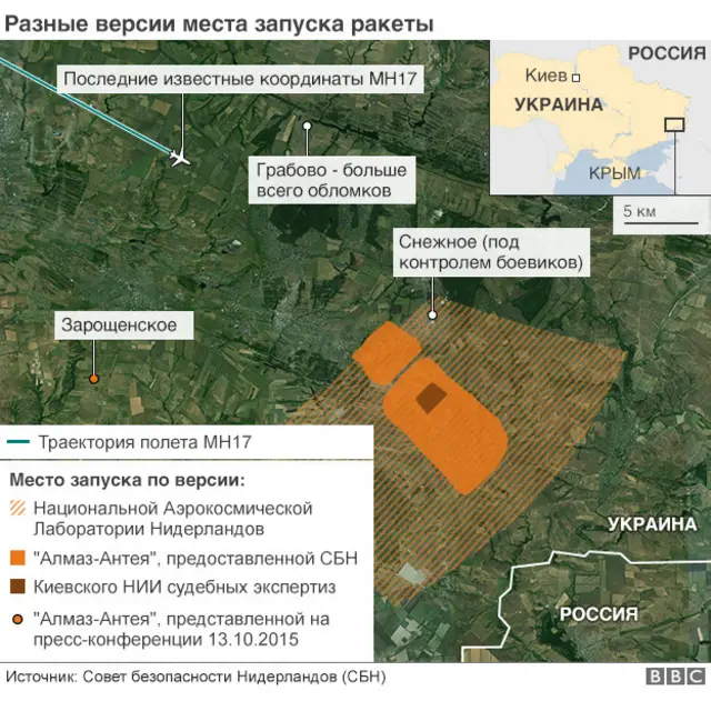 Районы предполагаемого пуска ракеты 