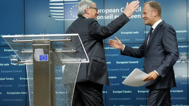 Chủ tịch Hội đồng châu Âu Donald Tusk và Chủ tịch Ủy ban châu Âu Jean-Claude Juncker