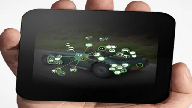 النظام الحاسوبي مخزن في هذا الجهاز الصغير الذي يشمل شاشة تعمل باللمس