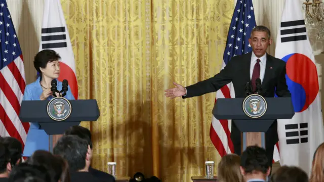 朴槿惠与奥巴马在白宫联合记者会