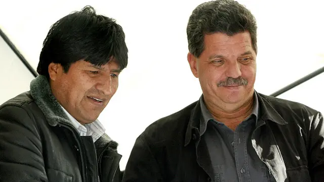 Evo Morales junto a Julio Montes en 2006.